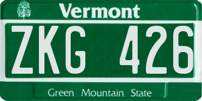 VT license plate ZKG426