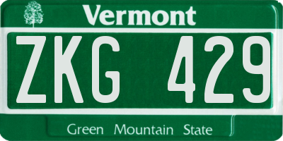 VT license plate ZKG429