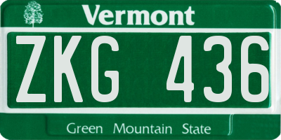 VT license plate ZKG436