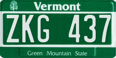 VT license plate ZKG437
