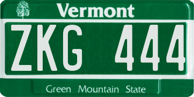 VT license plate ZKG444