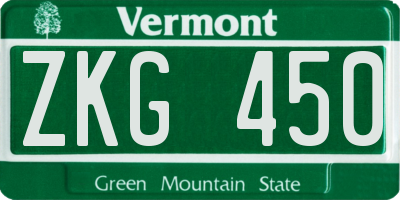 VT license plate ZKG450