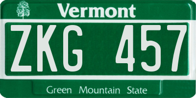 VT license plate ZKG457