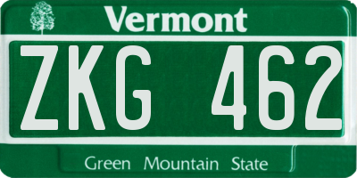 VT license plate ZKG462