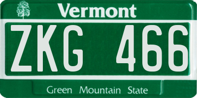 VT license plate ZKG466