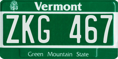 VT license plate ZKG467