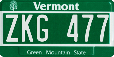 VT license plate ZKG477