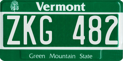 VT license plate ZKG482