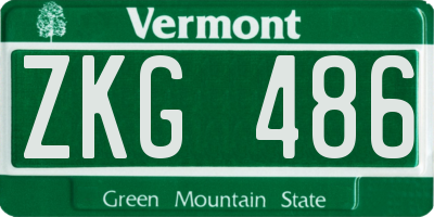 VT license plate ZKG486