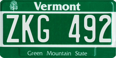 VT license plate ZKG492