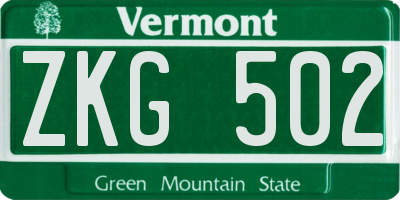 VT license plate ZKG502