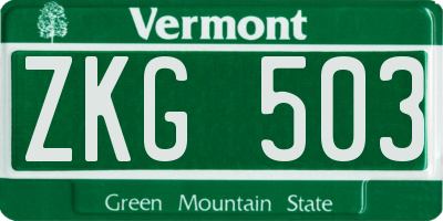 VT license plate ZKG503