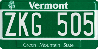 VT license plate ZKG505