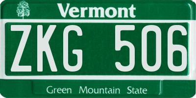 VT license plate ZKG506