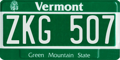 VT license plate ZKG507
