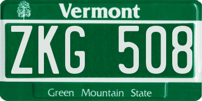 VT license plate ZKG508