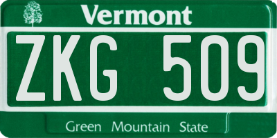 VT license plate ZKG509