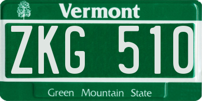 VT license plate ZKG510