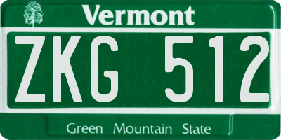 VT license plate ZKG512