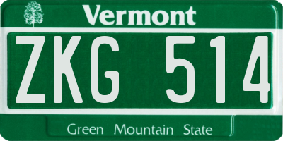 VT license plate ZKG514