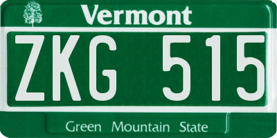 VT license plate ZKG515