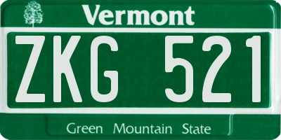 VT license plate ZKG521