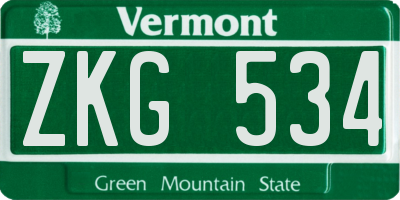 VT license plate ZKG534