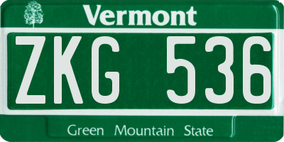 VT license plate ZKG536