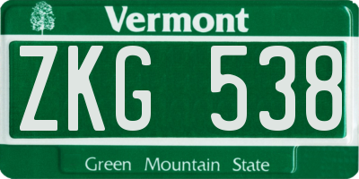 VT license plate ZKG538