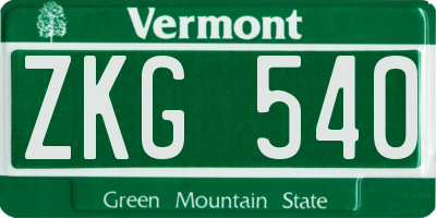 VT license plate ZKG540