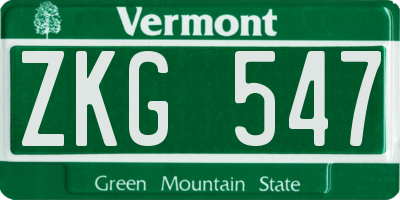 VT license plate ZKG547