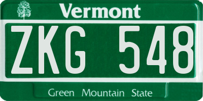 VT license plate ZKG548