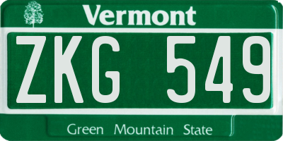 VT license plate ZKG549