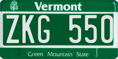 VT license plate ZKG550