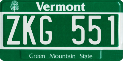 VT license plate ZKG551