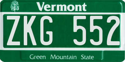 VT license plate ZKG552