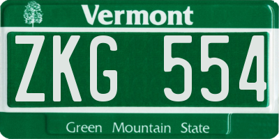 VT license plate ZKG554