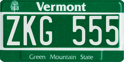 VT license plate ZKG555