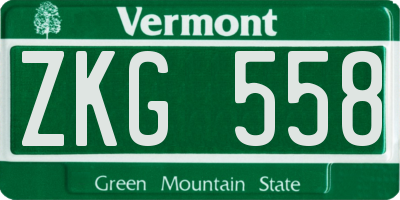 VT license plate ZKG558
