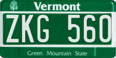 VT license plate ZKG560