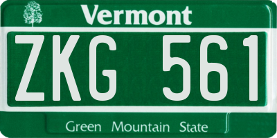 VT license plate ZKG561