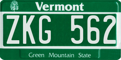 VT license plate ZKG562