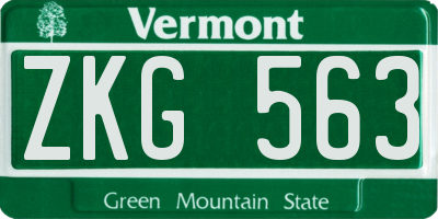 VT license plate ZKG563