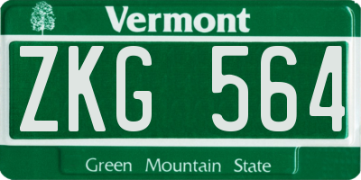 VT license plate ZKG564