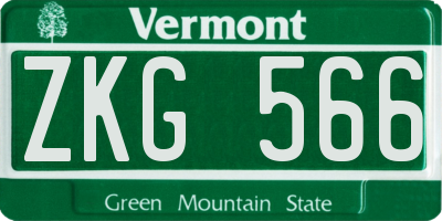 VT license plate ZKG566