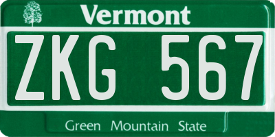 VT license plate ZKG567