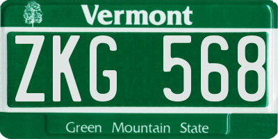 VT license plate ZKG568