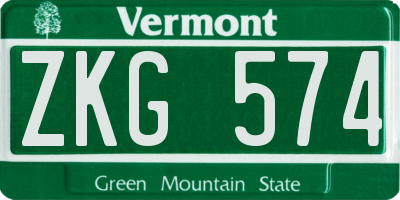 VT license plate ZKG574
