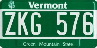 VT license plate ZKG576