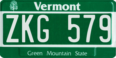 VT license plate ZKG579